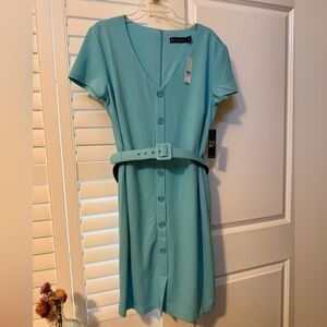 NWT - NY&Co Belted Button Down Knee Length Lined Dress